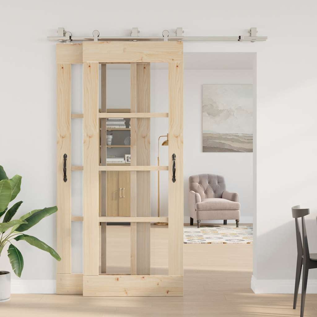 Schuifdeur onderdelenset 183 cm roestvrij staal zilverkleurig is nu te koop bij PeponiXL, paradijselijk wonen!