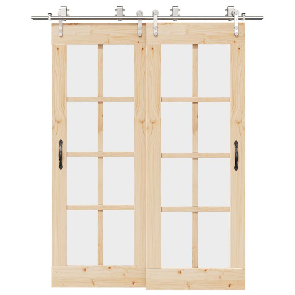 Schuifdeur onderdelenset 183 cm roestvrij staal zilverkleurig is nu te koop bij PeponiXL, paradijselijk wonen!