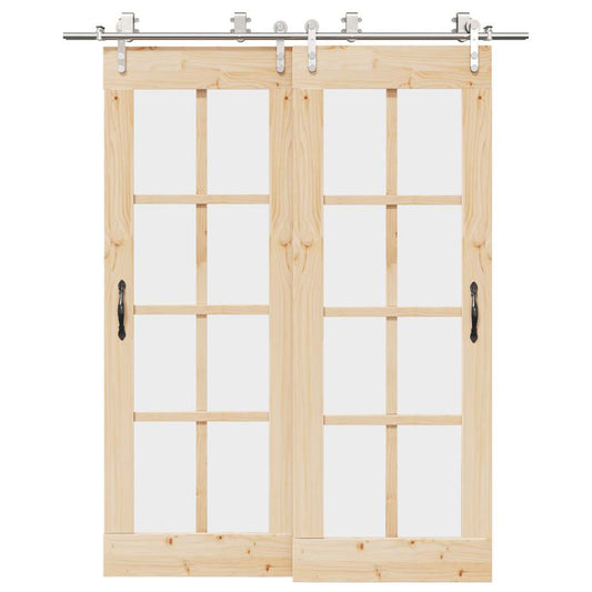 Schuifdeur onderdelenset 183 cm roestvrij staal zilverkleurig is nu te koop bij PeponiXL, paradijselijk wonen!