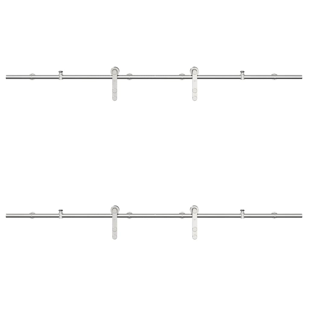 Schuifdeur onderdelenset 200 cm roestvrij staal zilverkleurig is nu te koop bij PeponiXL, paradijselijk wonen!
