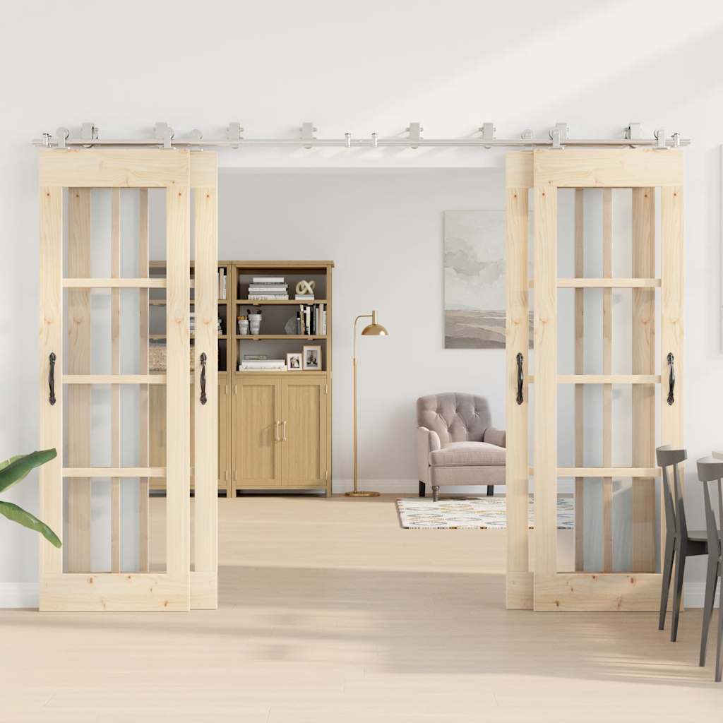 Schuifdeur onderdelenset 366 cm roestvrij staal zilverkleurig is nu te koop bij PeponiXL, paradijselijk wonen!
