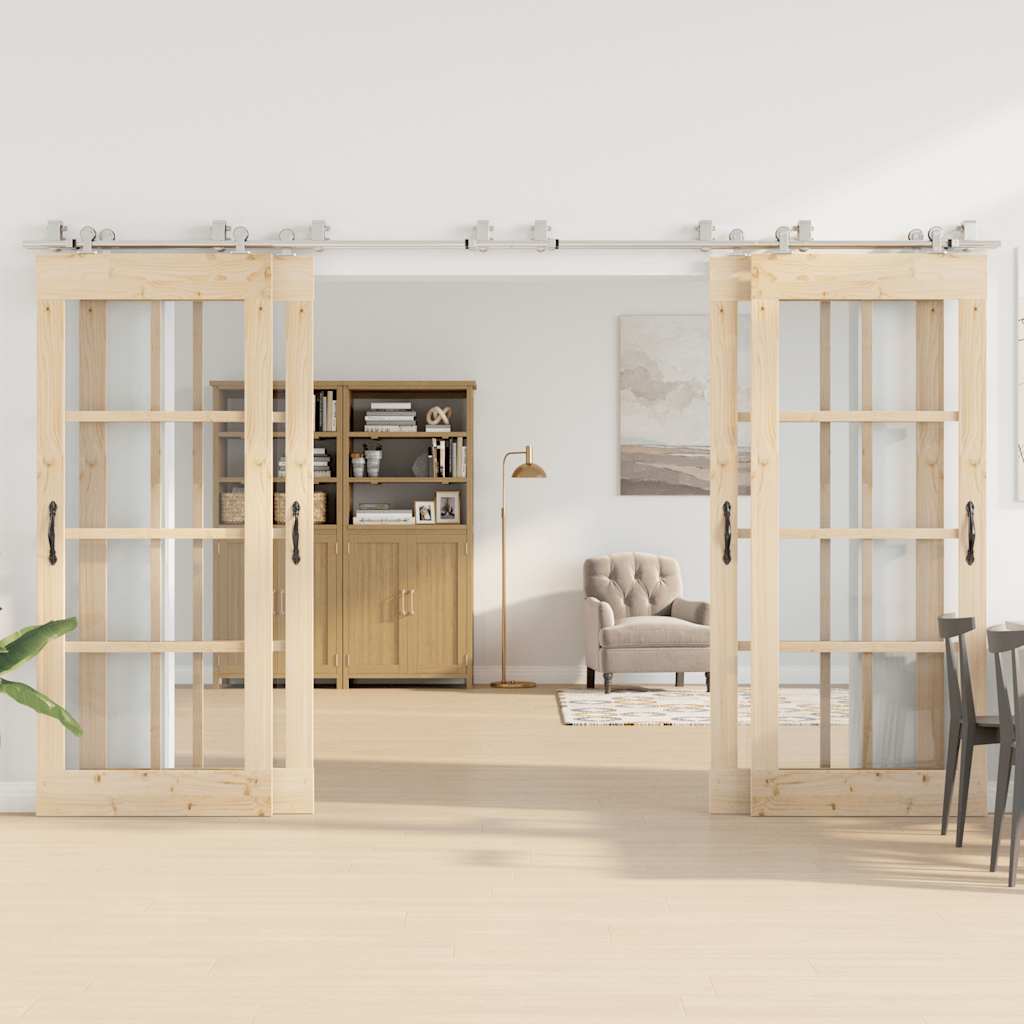 Schuifdeur onderdelenset 366 cm roestvrij staal zilverkleurig is nu te koop bij PeponiXL, paradijselijk wonen!