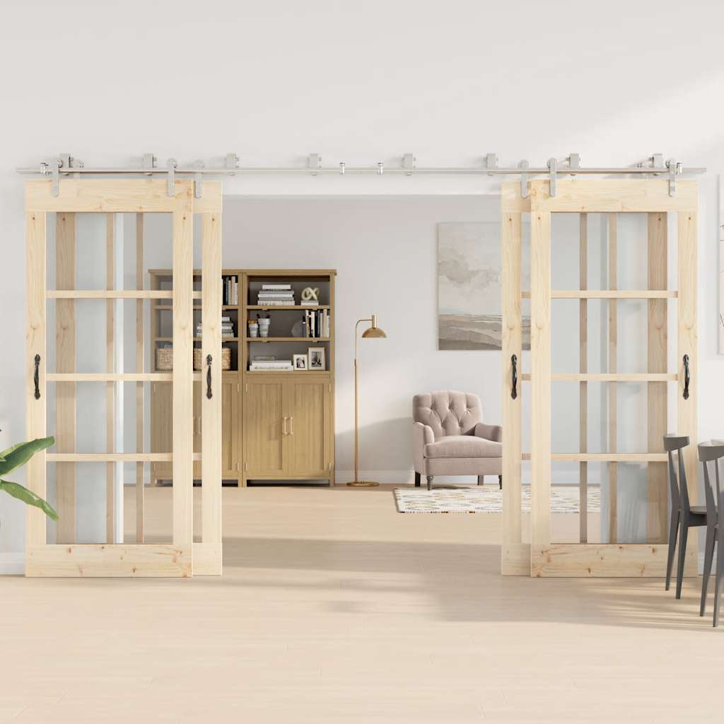 Schuifdeur onderdelenset 366 cm roestvrij staal zilverkleurig is nu te koop bij PeponiXL, paradijselijk wonen!