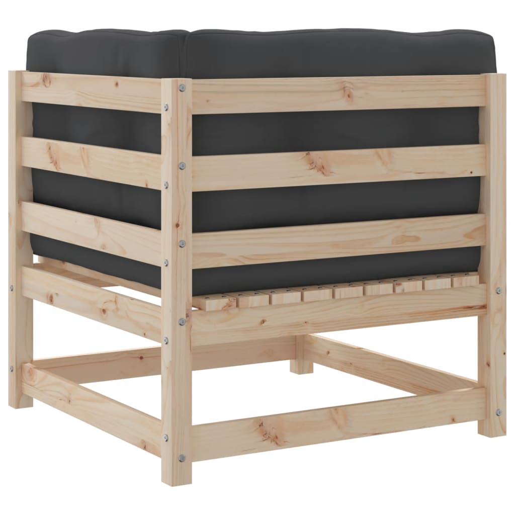 4-delige Loungeset met kussens massief grenenhout