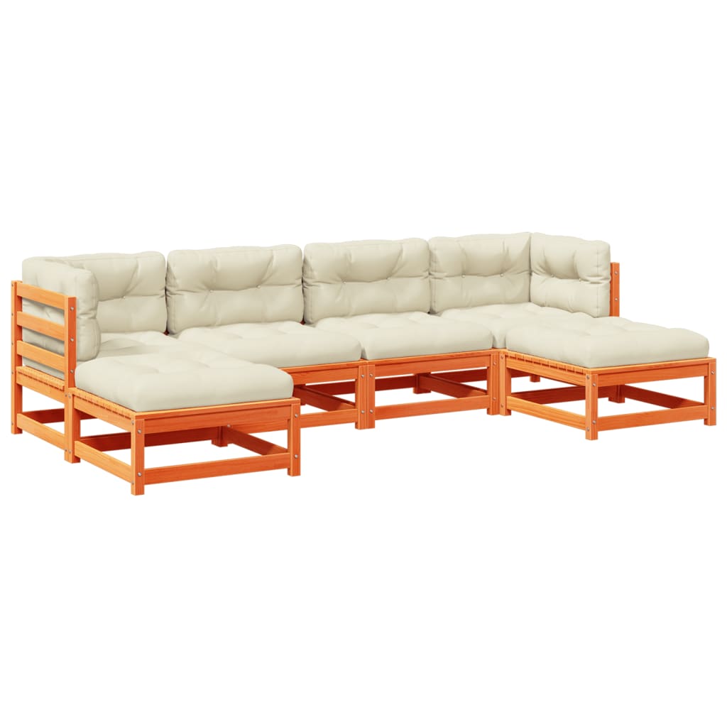6-delige Loungeset met kussens massief grenenhout wasbruin is nu te koop bij PeponiXL, paradijselijk wonen!