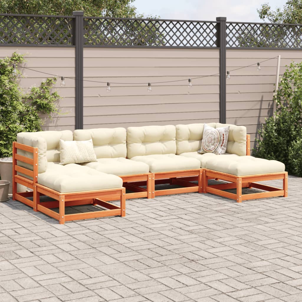 6-delige Loungeset met kussens massief grenenhout wasbruin is nu te koop bij PeponiXL, paradijselijk wonen!