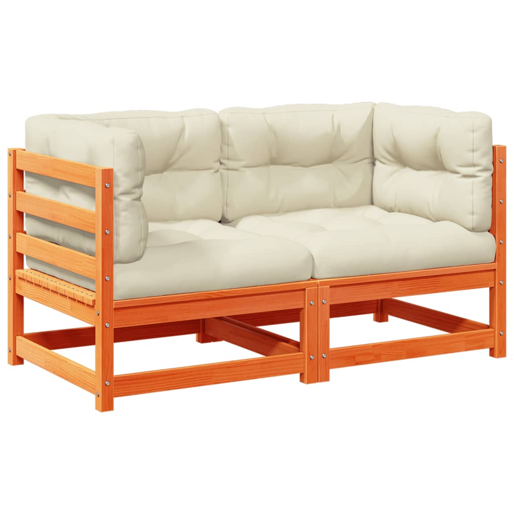 2-delige Loungeset met kussens massief grenenhout wasbruin is nu te koop bij PeponiXL, paradijselijk wonen!