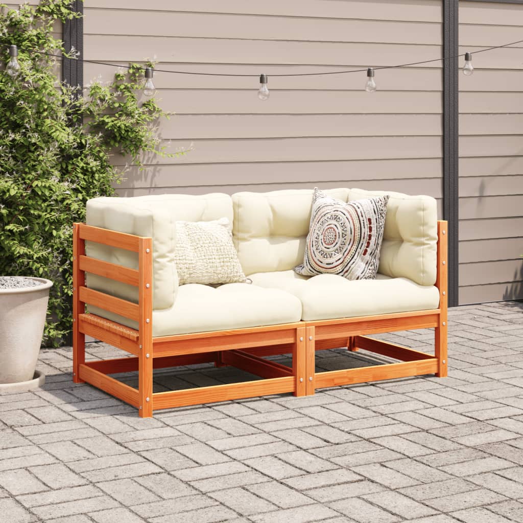 2-delige Loungeset met kussens massief grenenhout wasbruin is nu te koop bij PeponiXL, paradijselijk wonen!