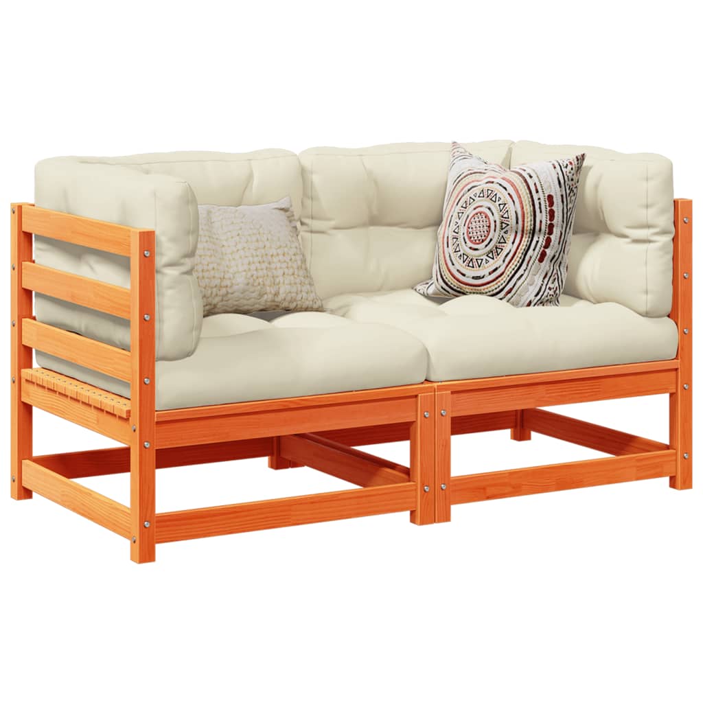 2-delige Loungeset met kussens massief grenenhout wasbruin is nu te koop bij PeponiXL, paradijselijk wonen!