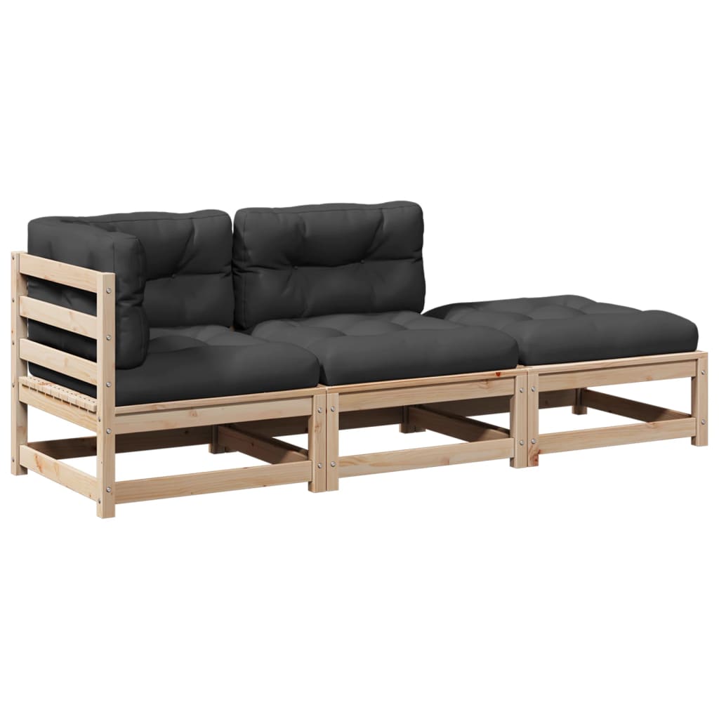 3-delige Loungeset met kussens massief grenenhout is nu te koop bij PeponiXL, paradijselijk wonen!