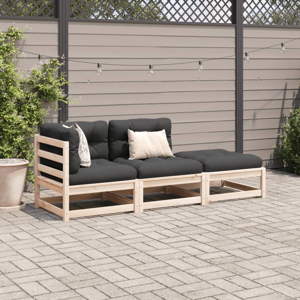 3-delige Loungeset met kussens massief grenenhout is nu te koop bij PeponiXL, paradijselijk wonen!