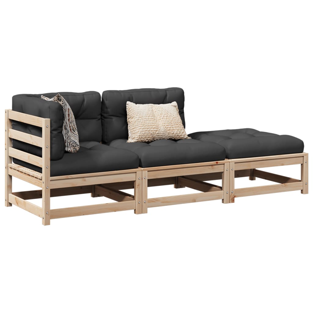 3-delige Loungeset met kussens massief grenenhout is nu te koop bij PeponiXL, paradijselijk wonen!