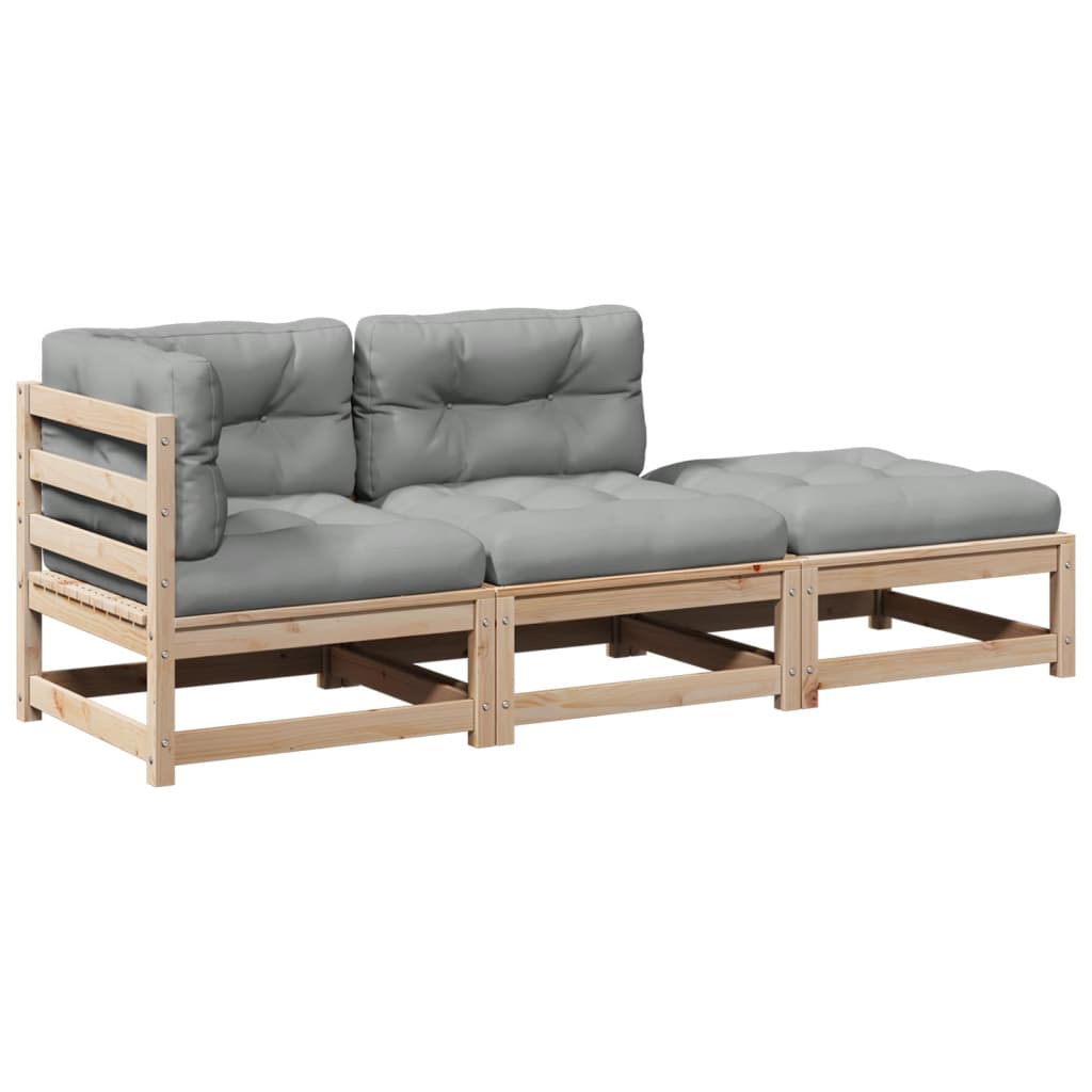 3-delige Loungeset met kussens massief grenenhout is nu te koop bij PeponiXL, paradijselijk wonen!