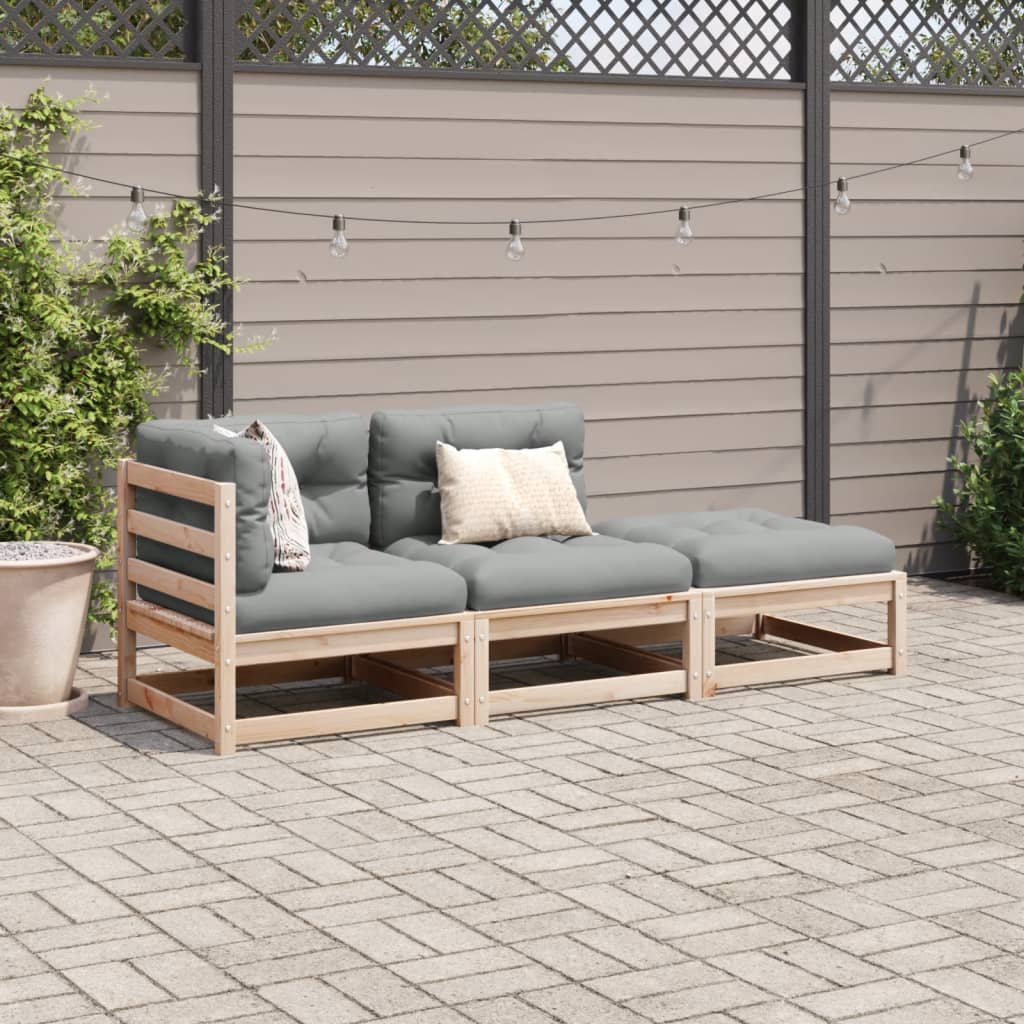 3-delige Loungeset met kussens massief grenenhout is nu te koop bij PeponiXL, paradijselijk wonen!