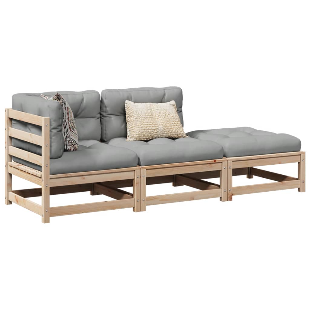 3-delige Loungeset met kussens massief grenenhout is nu te koop bij PeponiXL, paradijselijk wonen!