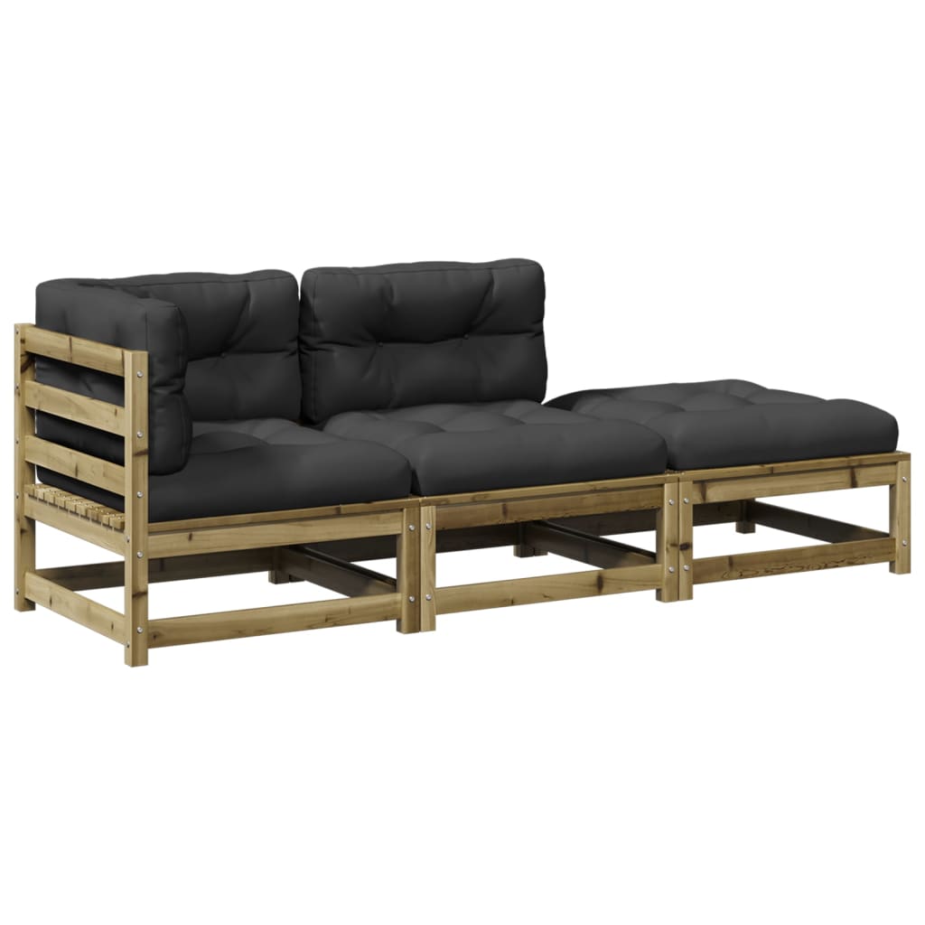 3-delige Loungeset met kussens geïmpregneerd grenenhout is nu te koop bij PeponiXL, paradijselijk wonen!