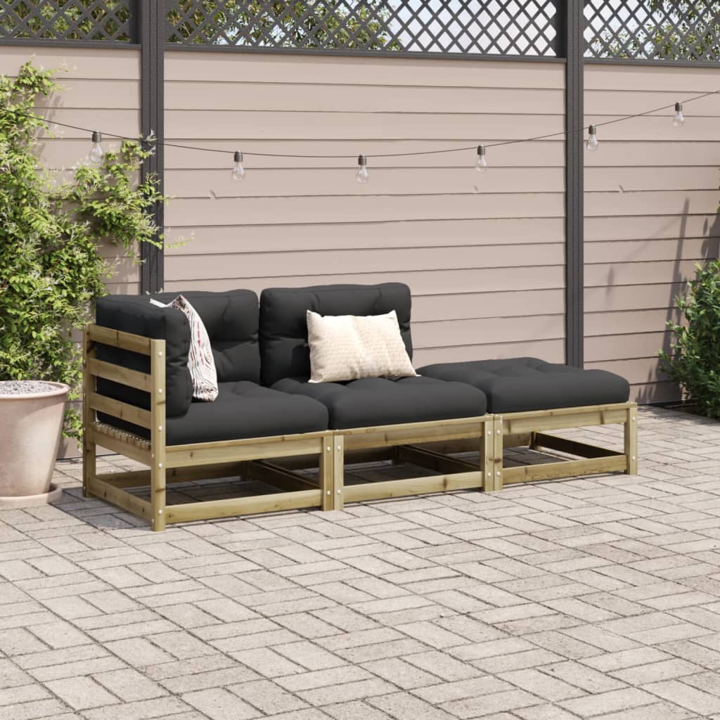 3-delige Loungeset met kussens geïmpregneerd grenenhout is nu te koop bij PeponiXL, paradijselijk wonen!