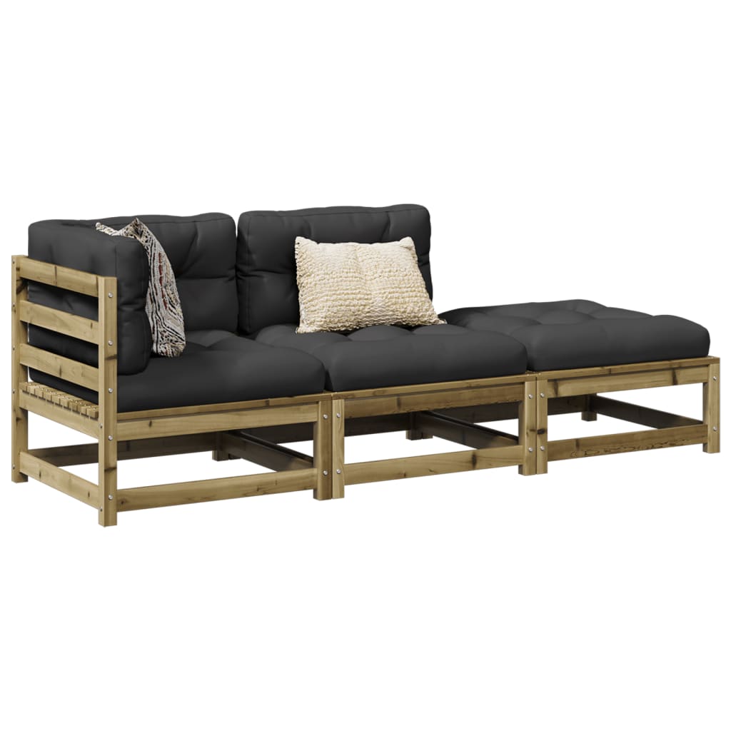 3-delige Loungeset met kussens geïmpregneerd grenenhout is nu te koop bij PeponiXL, paradijselijk wonen!