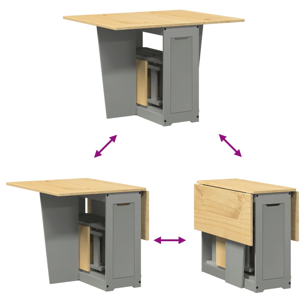 5-delige Eethoek Corona inklapbaar grenenhout grijs is nu te koop bij PeponiXL, paradijselijk wonen!