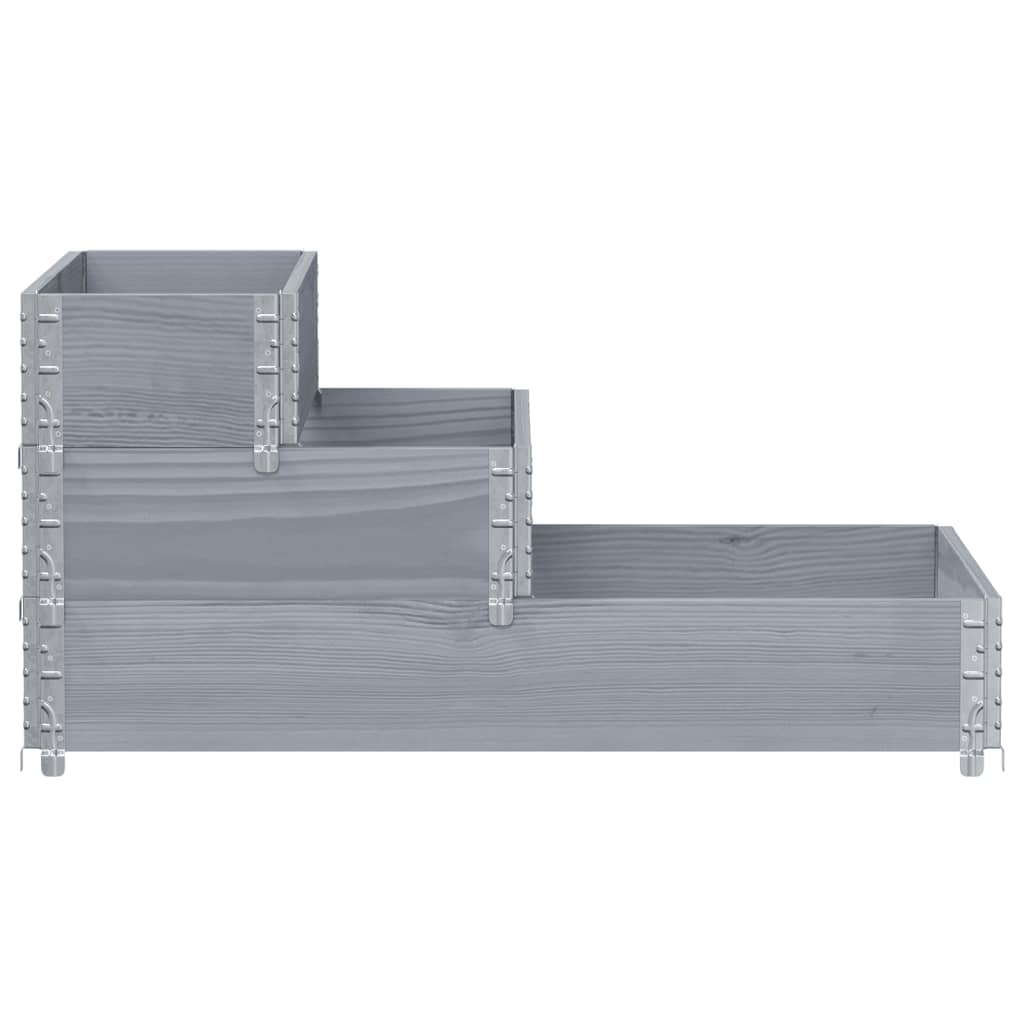 Verhoogde plantenbak 3-laags 120x80 cm massief grenenhout grijs is nu te koop bij PeponiXL, paradijselijk wonen!