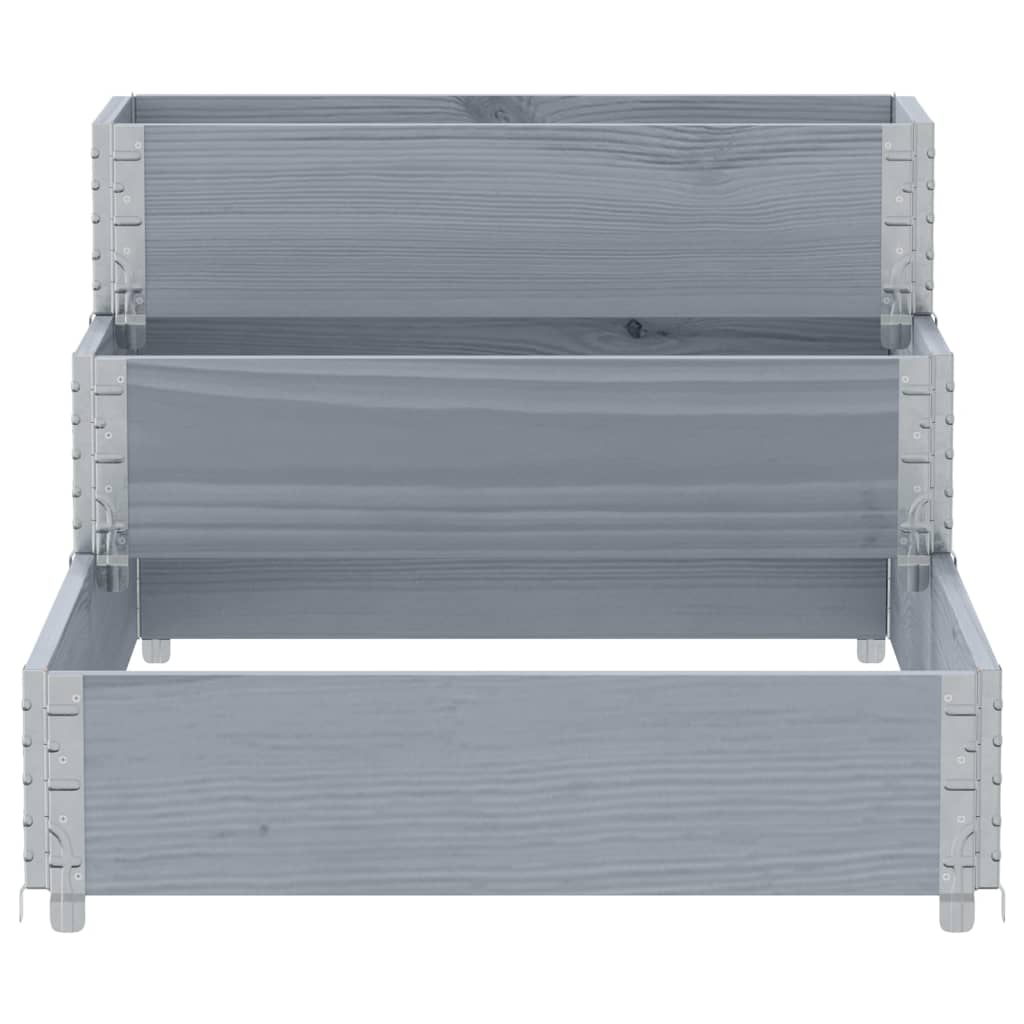 Verhoogde plantenbak 3-laags 120x80 cm massief grenenhout grijs is nu te koop bij PeponiXL, paradijselijk wonen!