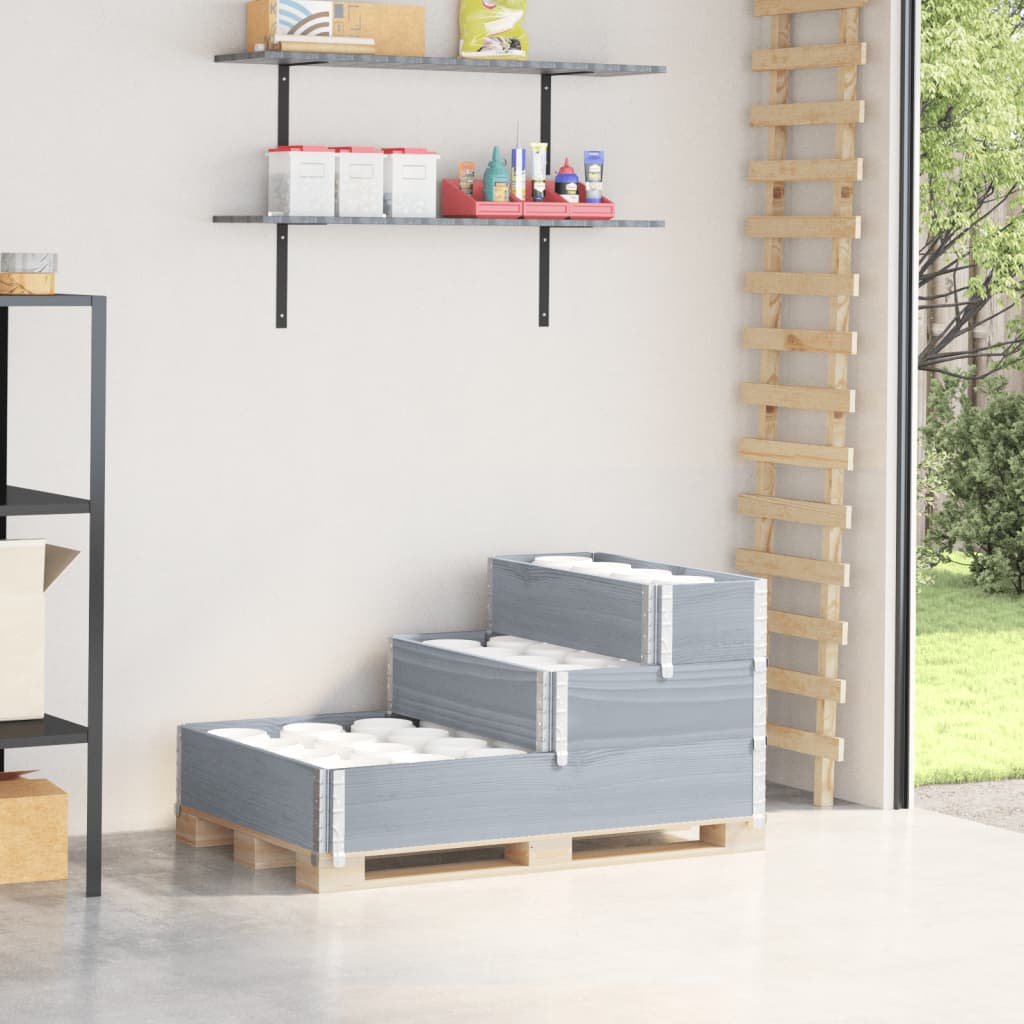 Verhoogde plantenbak 3-laags 120x80 cm massief grenenhout grijs is nu te koop bij PeponiXL, paradijselijk wonen!
