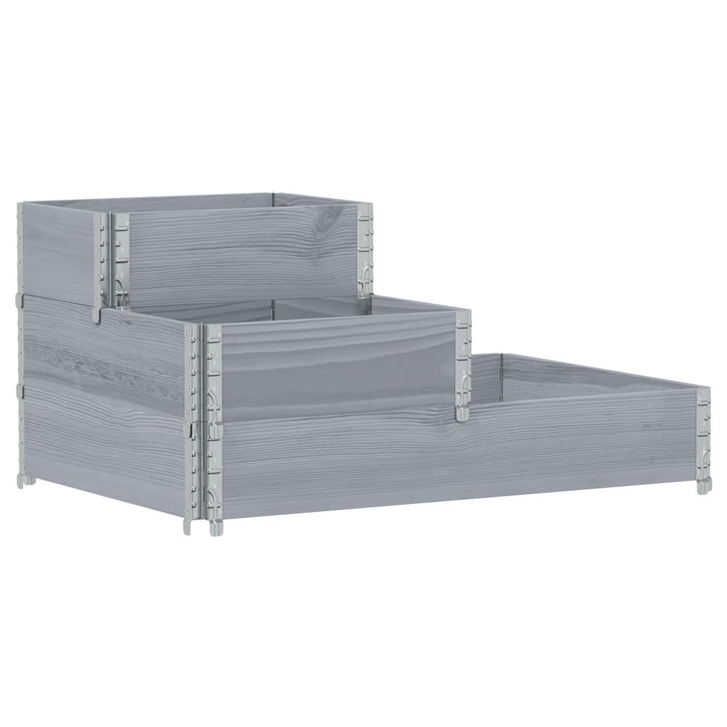 Verhoogde plantenbak 3-laags 120x80 cm massief grenenhout grijs is nu te koop bij PeponiXL, paradijselijk wonen!