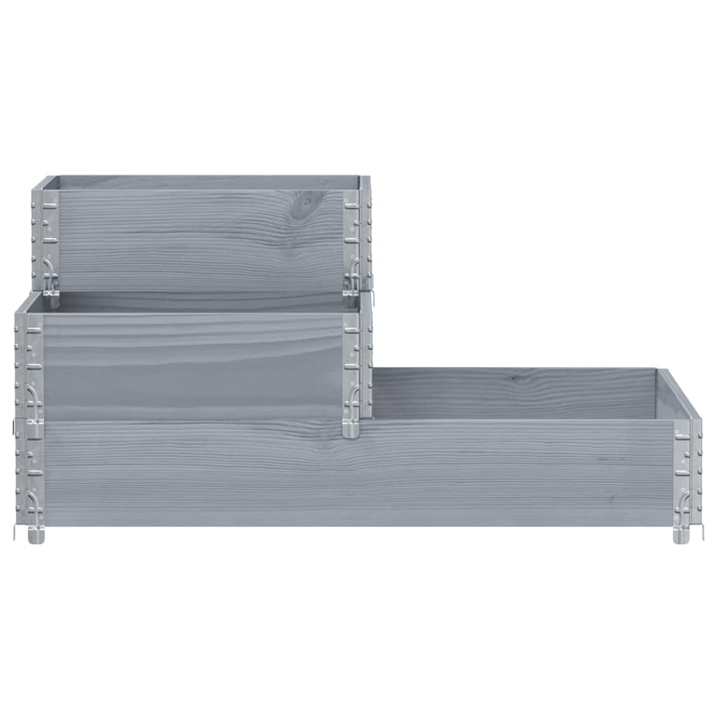 Verhoogde plantenbak 3-laags 120x80 cm massief grenenhout grijs is nu te koop bij PeponiXL, paradijselijk wonen!
