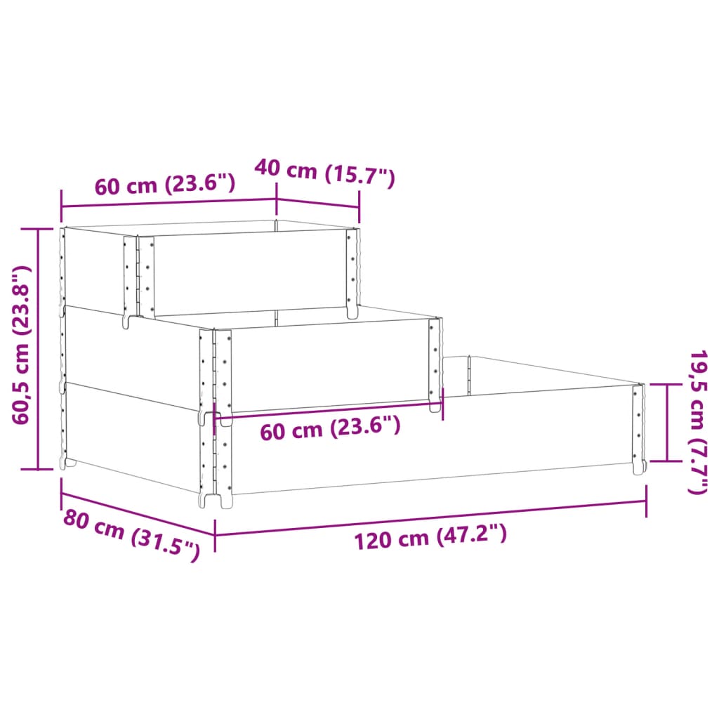 Verhoogde plantenbak 3-laags 120x80 cm massief grenenhout grijs is nu te koop bij PeponiXL, paradijselijk wonen!
