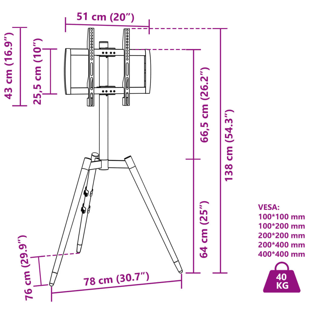 Tv-statief 32-65 inch scherm 40 kg Max VESA 400x400 mm is nu te koop bij PeponiXL, paradijselijk wonen!