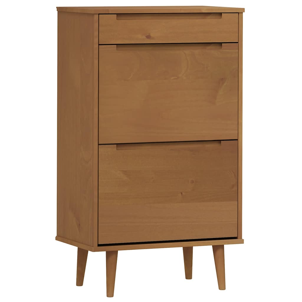 Schoenenkast MOLDE 59,5x35x103 cm massief grenenhout bruin is nu te koop bij PeponiXL, paradijselijk wonen!