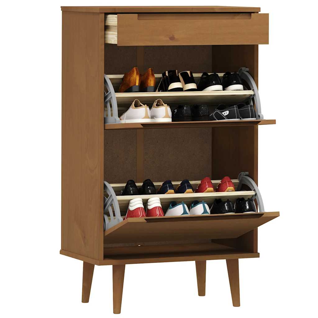 Schoenenkast MOLDE 59,5x35x103 cm massief grenenhout bruin is nu te koop bij PeponiXL, paradijselijk wonen!