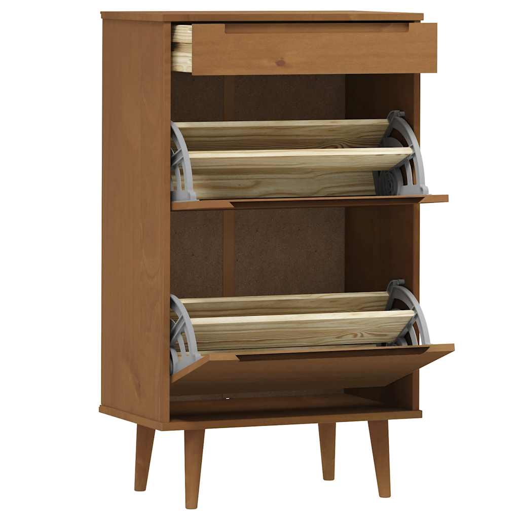 Schoenenkast MOLDE 59,5x35x103 cm massief grenenhout bruin is nu te koop bij PeponiXL, paradijselijk wonen!