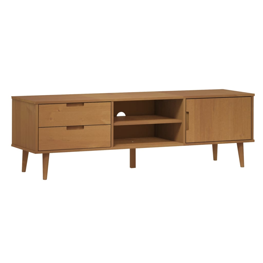 Tv-meubel MOLDE 158x40x49 cm massief grenenhout bruin is nu te koop bij PeponiXL, paradijselijk wonen!