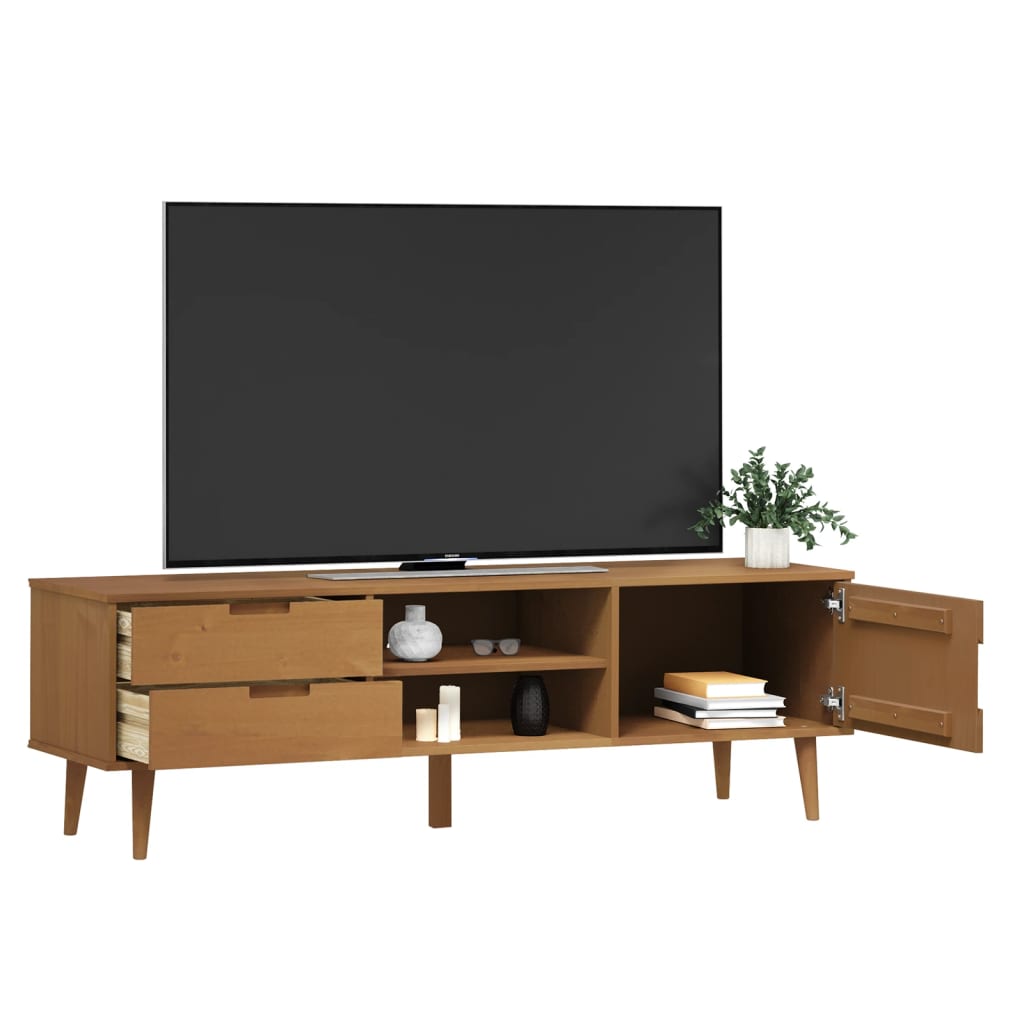 Tv-meubel MOLDE 158x40x49 cm massief grenenhout bruin is nu te koop bij PeponiXL, paradijselijk wonen!