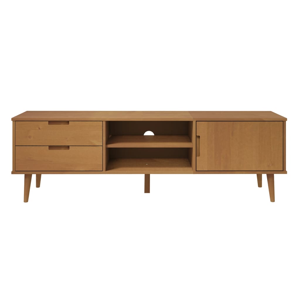 Tv-meubel MOLDE 158x40x49 cm massief grenenhout bruin is nu te koop bij PeponiXL, paradijselijk wonen!