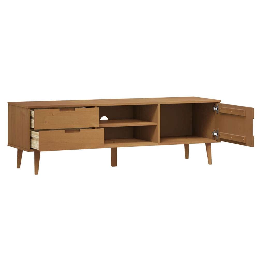 Tv-meubel MOLDE 158x40x49 cm massief grenenhout bruin is nu te koop bij PeponiXL, paradijselijk wonen!