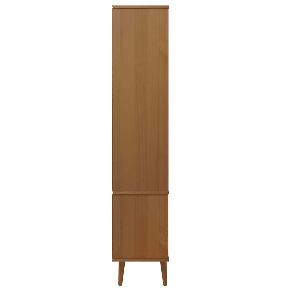Vitrinekast MOLDE 90x35x175 cm massief grenenhout bruin is nu te koop bij PeponiXL, paradijselijk wonen!