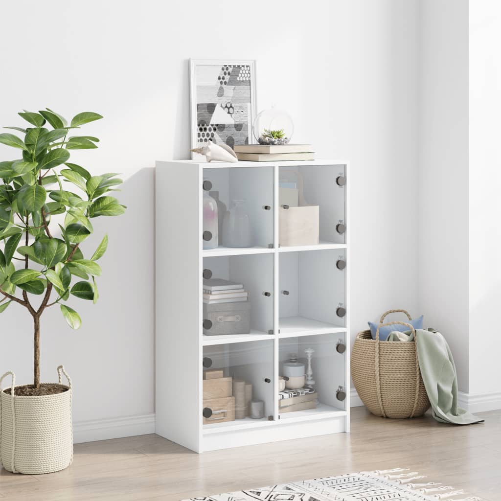 Hoge kast met deuren 68x37x109 cm bewerkt hout wit is nu te koop bij PeponiXL, paradijselijk wonen!