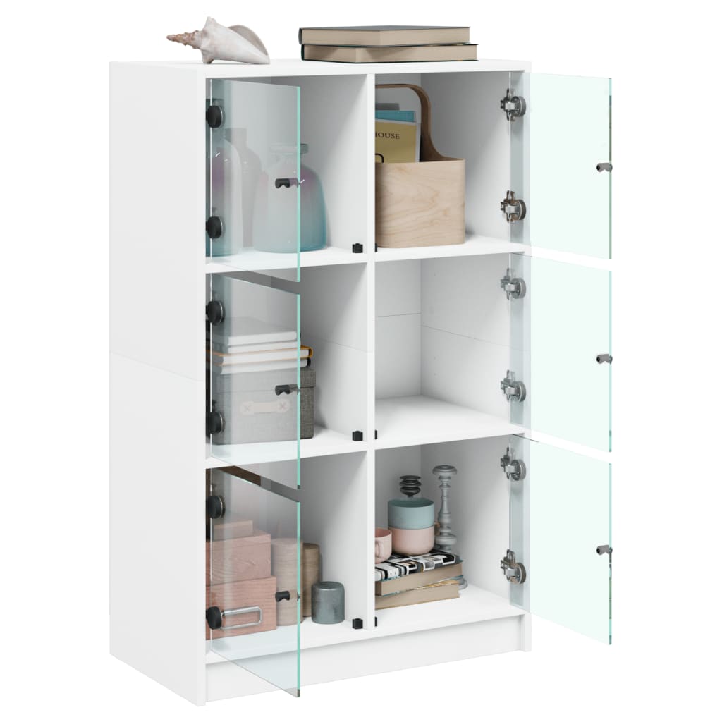 Hoge kast met deuren 68x37x109 cm bewerkt hout wit is nu te koop bij PeponiXL, paradijselijk wonen!