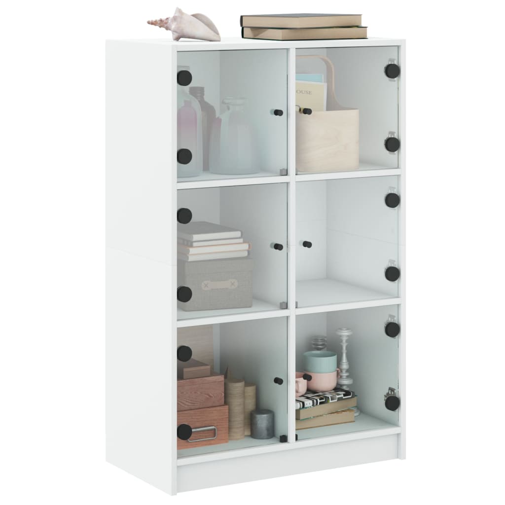 Hoge kast met deuren 68x37x109 cm bewerkt hout wit is nu te koop bij PeponiXL, paradijselijk wonen!