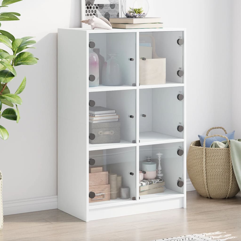 Hoge kast met deuren 68x37x109 cm bewerkt hout wit is nu te koop bij PeponiXL, paradijselijk wonen!