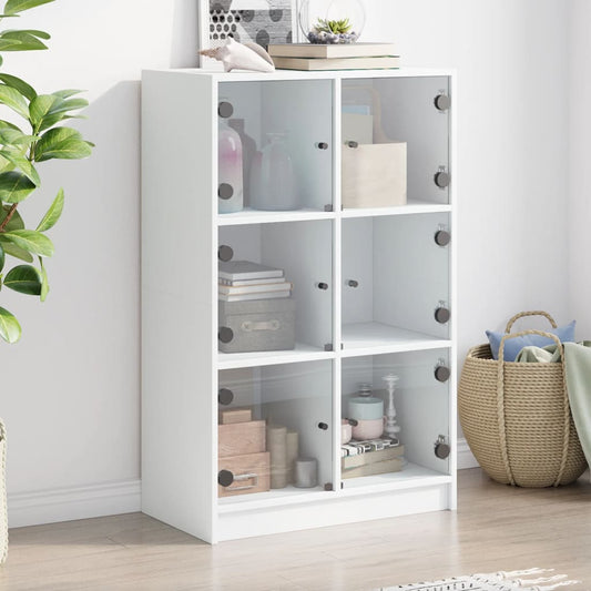 Hoge kast met deuren 68x37x109 cm bewerkt hout wit is nu te koop bij PeponiXL, paradijselijk wonen!