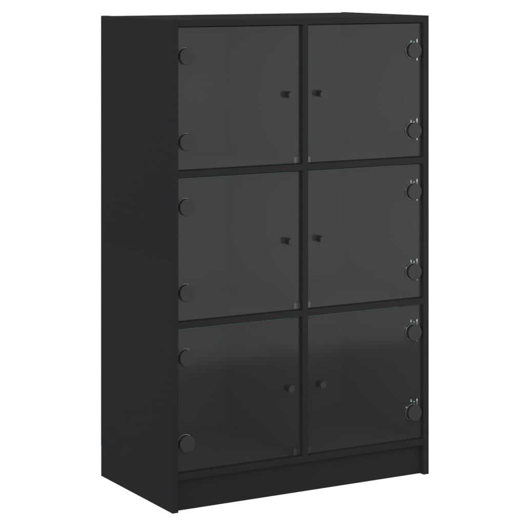 Hoge kast met deuren 68x37x109 cm bewerkt hout zwart is nu te koop bij PeponiXL, paradijselijk wonen!