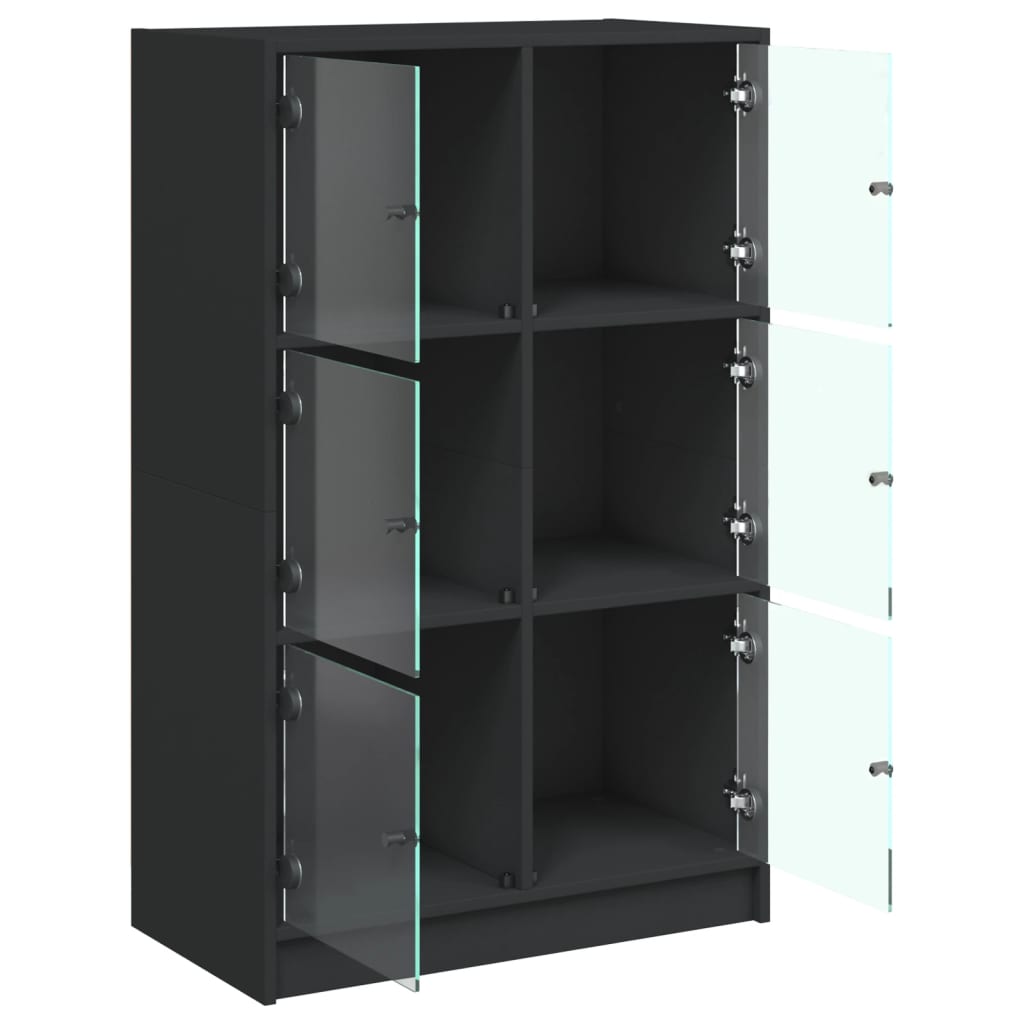 Hoge kast met deuren 68x37x109 cm bewerkt hout zwart is nu te koop bij PeponiXL, paradijselijk wonen!