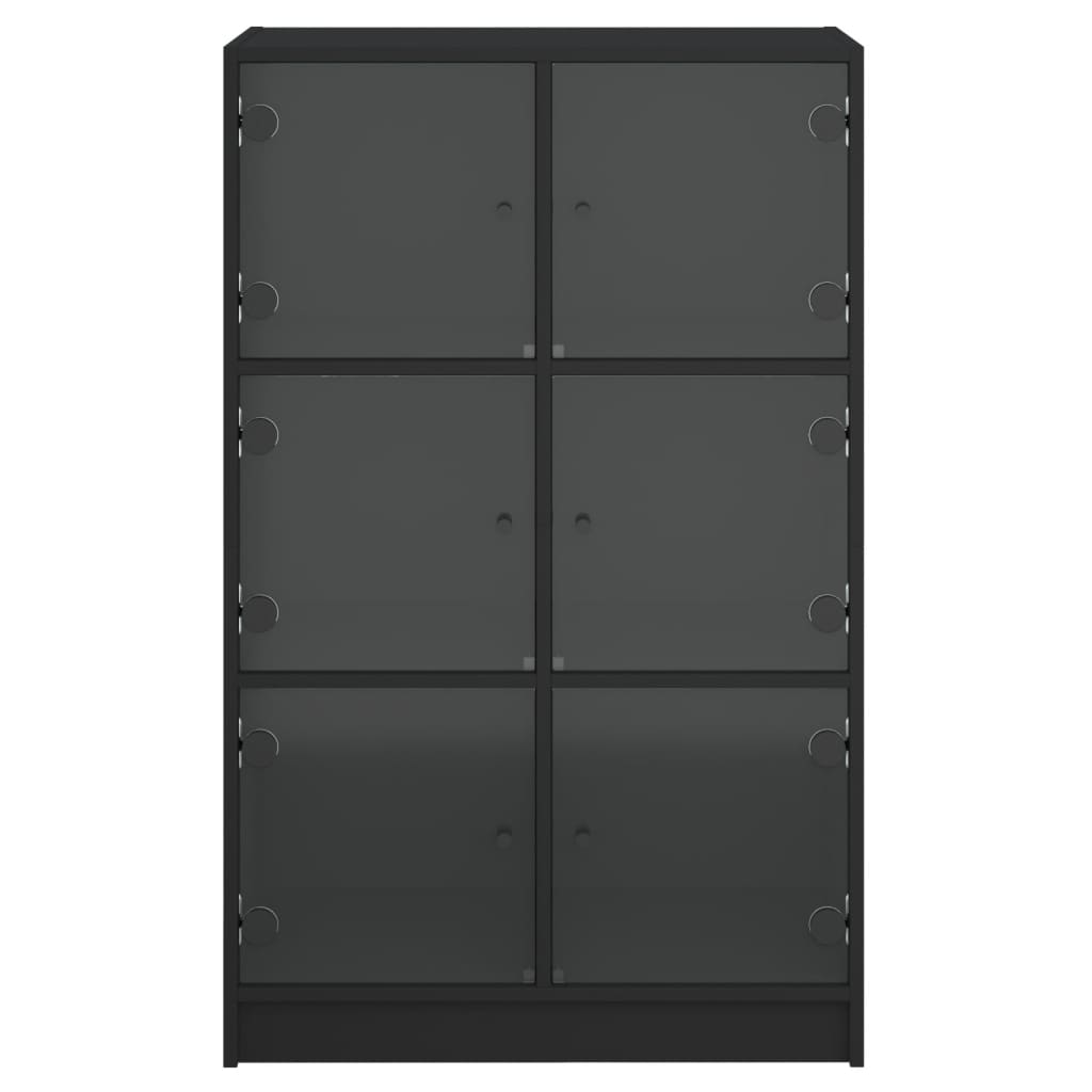 Hoge kast met deuren 68x37x109 cm bewerkt hout zwart is nu te koop bij PeponiXL, paradijselijk wonen!