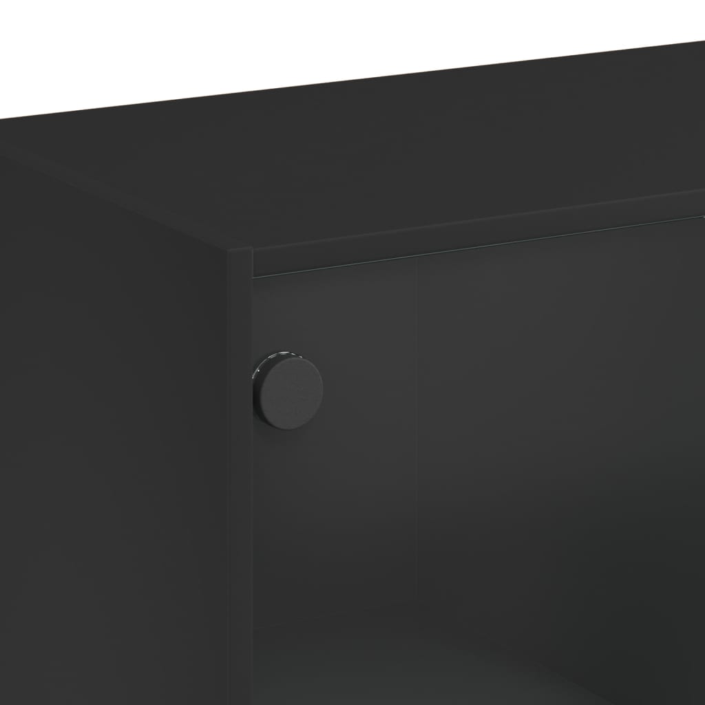 Hoge kast met deuren 68x37x109 cm bewerkt hout zwart is nu te koop bij PeponiXL, paradijselijk wonen!