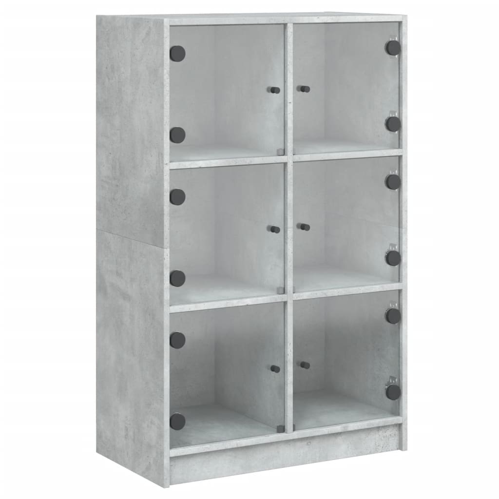 Hoge kast met deuren 68x37x109 cm bewerkt hout betongrijs is nu te koop bij PeponiXL, paradijselijk wonen!