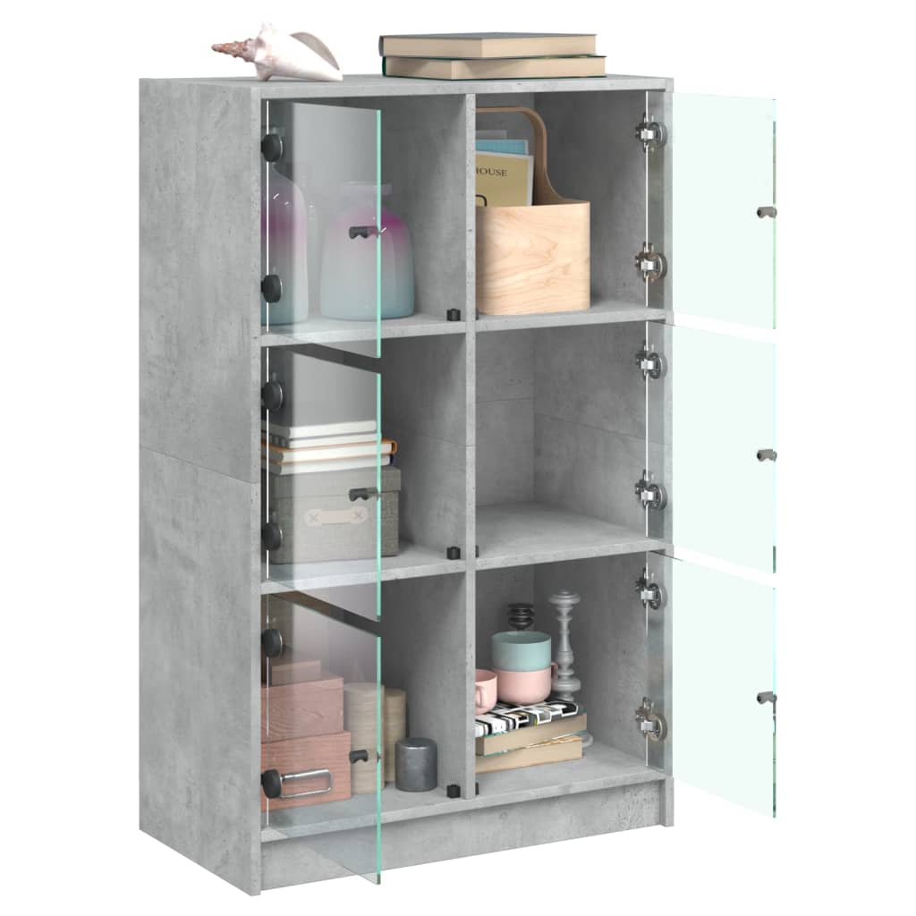 Hoge kast met deuren 68x37x109 cm bewerkt hout betongrijs is nu te koop bij PeponiXL, paradijselijk wonen!