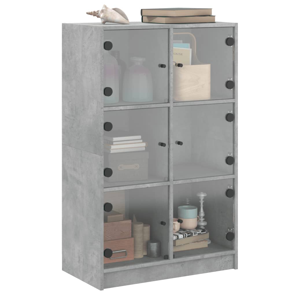 Hoge kast met deuren 68x37x109 cm bewerkt hout betongrijs is nu te koop bij PeponiXL, paradijselijk wonen!